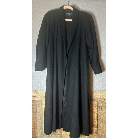 Vintage Pure Wool‎ Trench Coat Womens L Cozy Warm Long Open Old Money Officecore - Picture 3 of 8